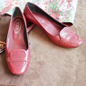 RED Leather PUMP Tods